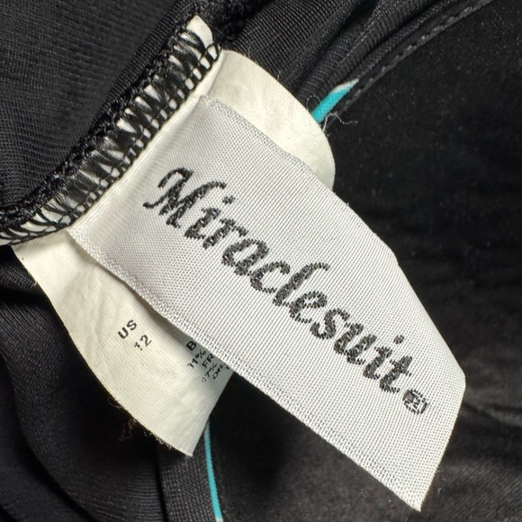 Miraclesuit Black and Teal Swimsuit Size 12 - Picture 4 of 6